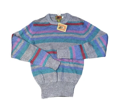 Suéter Tejido Vintage Boston Traders YOUTH Grande 16-18 Mezcla de Lana a Rayas NUEVO Foto 1 de 4