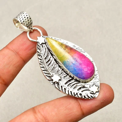 Ciondolo gioiello fatto a mano argento sterling 925 pietra preziosa quarzo so... - Immagine 1 di 4