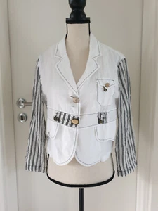 Bottega – Bluse (auch als Jacke zu tragen) / Gr. M, weiß-grau gemustert - Bild 1 von 3