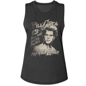 Billy Idol Rebel Yell Tour 1984 NY & LA Women's Muscle Tank T Shirt Punk Rock - Picture 1 of 3