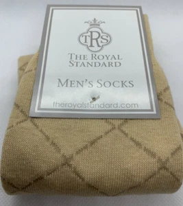 The Royal Standard Men’s Dress Diamond Socks Oat Taupe One Size New Lot of 2 - Picture 1 of 4