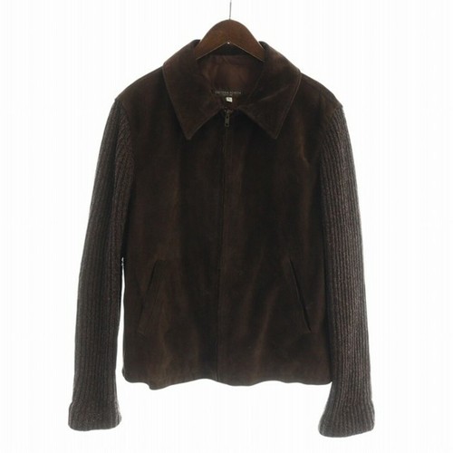 BOTTEGA VENETA Giacca Pelle Scamosciata Maglia Switch Zip Manica Lunga L Marrone