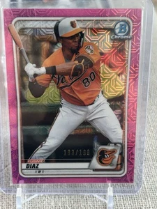 2020 Bowman Chrome Yusniel Diaz Prospect RC Mega Box Pink Mojo Refractor #/199 - Picture 1 of 2