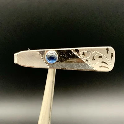 Barra de clip de corbata Speidel vintage de plata esterlina para hombre hecha en EE. UU. piedra azul Foto 1 de 4