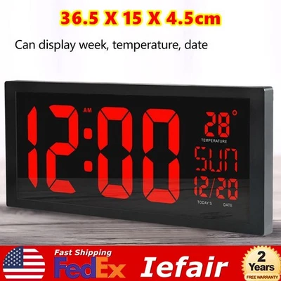 Digital Wall Clock Large Display with Time Date Temperature LED Digital - Image 1 of 4