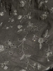 Light Brown Corduroy Fabric 3.5 + Yards. 40” Wide Embroidered Flowers & Sequins - Picture 1 of 2