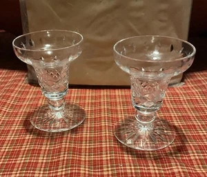 Royal Brierley Candle Holders (Set Of 2) Short Stem Glass Crystal Signed 4" Tall - Picture 1 of 4