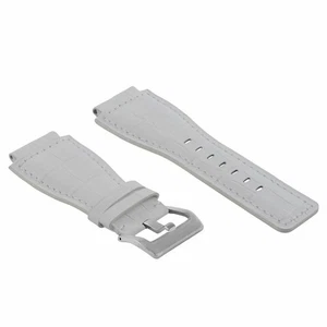 NEW 24MM GENUINE LEATHER WATCH BAND STRAP FOR BELL & ROSS BR-01-BR-03 WATCH WHTE - Picture 1 of 4