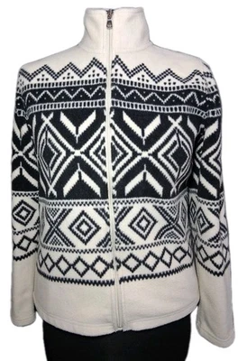 Chaqueta L-RL Ralph Lauren Active polar cremallera completa azteca blanca negra para mujer PM Foto 1 de 4