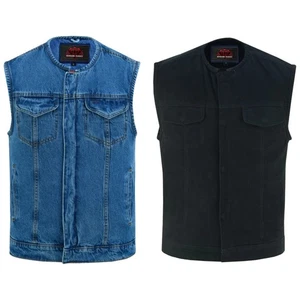 SOA Men's Black & Blue Denim Motorcycle Vest With Concealed Carry Pocket XS-12XL - Bild 1 von 15