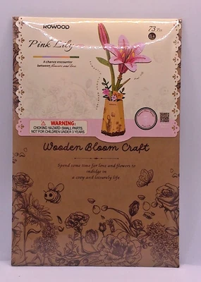 Rowood 3D Wooden Puzzle Flower Bouquet Building Blocks Kit Flower Building Toy