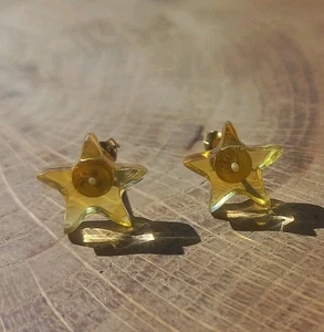 Genuine BALTIC AMBER Gold Plated 18k Earrings Stars 0.9g - Picture 1 of 4