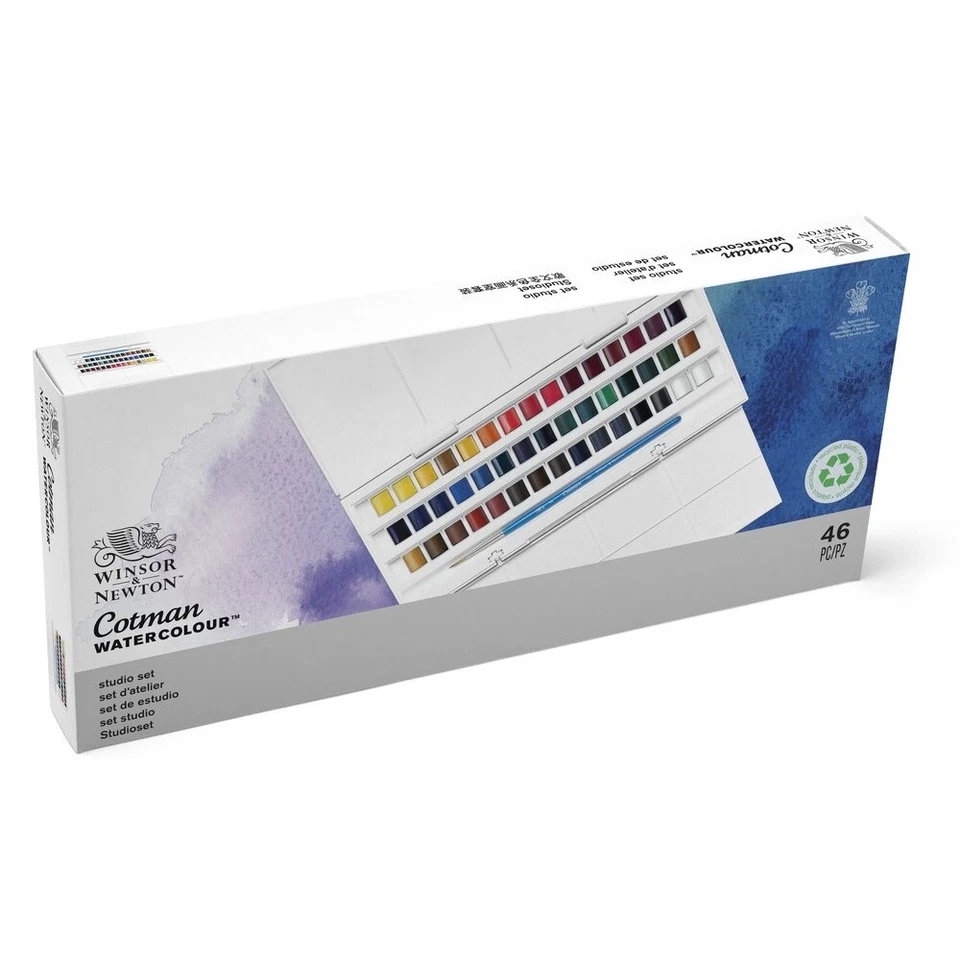 Winsor & Newton / ColArt 0390471 Cotman Watercolour Studio 45pc Half Pan Set