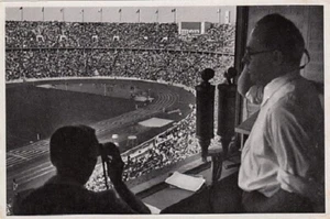 RUNDFUNKSPRECHER OLYMPIASTADION OLYMPIC GAMES BERLIN 1936 IMAGE CARD - Picture 1 of 2