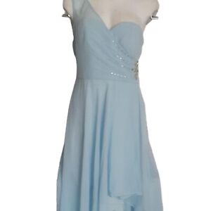 Ever Pretty Baby Blue Chiffon One Shoulder High Low Bridesmaid Prom Dress Size 8