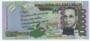 St. Thomas & Prince 100000 Dobras 3-6-2005 Pick 69.a UNC Banknote Uncirculated - Picture 1 of 2