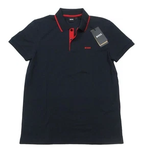 Boss Hugo Boss Men's Navy Firenze 33 Tipped Short Sleeve Polo Shirt - Picture 1 of 3