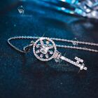 18k white gold gp made with SWAROVSKI crystal key pendant daisy flower necklace