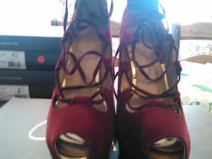 Victoria Secret Colin Stuart Schnürschuhe Samt Plateau Absätze Größe 7B - Bild 1 von 6