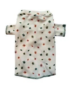 Fall Leaves on Cream Waffle Knit Long Sleeve Shirt Dog Puppy Pet Clothes 4xs - L - Picture 1 of 4