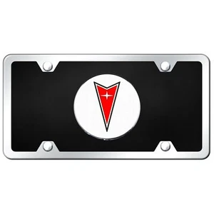 Pontiac Logo License Plate Kit (Chrome on Black) - Bild 1 von 4