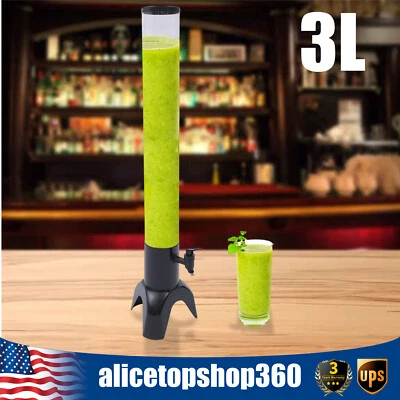 Beer Tower Dispenser with Stainless Steel Tap and Individual Ice Tube 3L/100oZ - Image 1 of 4