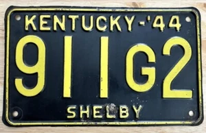 Kentucky 1944 SHELBY COUNTY License Plate # 911G2 - Picture 1 of 1