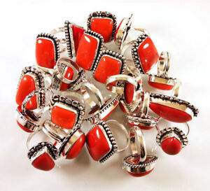Lovely Red Onyx Gemstone 925 sterling silver overlay Rings Wholesale Lot