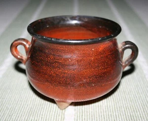 Willys Den Gamle By Aarhus Denmark Orange Black Ombre Handled Cauldron Pot Bowl - Picture 1 of 5