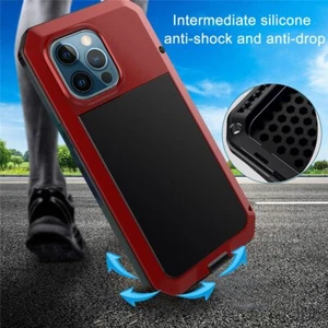 Shockproof Aluminum Gorilla Glass Case For iPhone Xs 7 8+ 13 Mini 14 Pro Max 12 - Picture 1 of 11