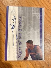 2000 UPPER DECK SP AUTHENTIC- SIGN OF THE TIMES-  TRACY MCGRADY AUTO- ON CARD