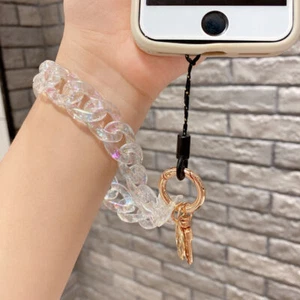 Chaîne de téléphone transparente irisée sac bracelet breloque corde sangle lanière fermoir - Photo 1 sur 7