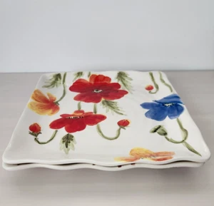 Juego de 2 platos de cerámica multiusos/cena cuadrados ondulados florales de 11" de Maxcera - Imagen 1 de 8