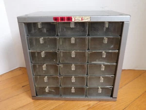 Vintage 18 Drawer Metal Storage Cabinet Organizer Crafts Parts Skotch Kabinette - Picture 1 of 10
