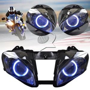 Conjunto de faros delanteros proyector ojo de ángel azul HID para Yamaha YZF R6 2008-15 - Imagen 1 de 13