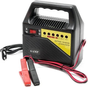 CARICABATTERIE AUTO MOTO da 6V e 12V 6A CON PINZE BATTERIE CARICA BATTERIA LED - Foto 1 di 6