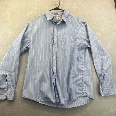 Camisa Dockers Abotonada Para Hombre Grande Manga Larga Azul Blanco Rayas Informal L Foto 1 de 4