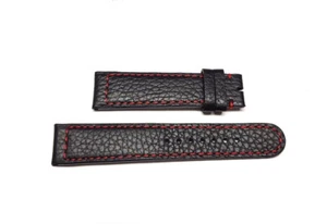 EBERHARD cinturino nero 21mm NEW CHAMPION V 193 31044 31063 31064 cucitura rossa - Foto 1 di 5