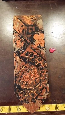 CORBATA HOMBRE LINO ABSTRACTO NARANJA NEGRO VINTAGE ENVÍO GRATUITO   Foto 1 de 2