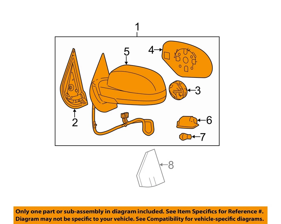 Оригинальное боковое зеркало заднего вида в сборе для правой двери GM 20809948 - Изображение 1 из 2