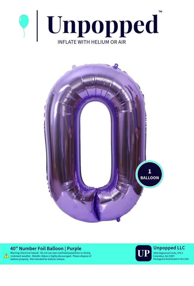 Jumbo 40in Purple Number Balloon #0 | Unpopped - Image 1 of 1