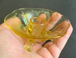 Vintage Fostoria Glass June Topaz Trojan Candle Holder - Footed - Picture 1 of 5