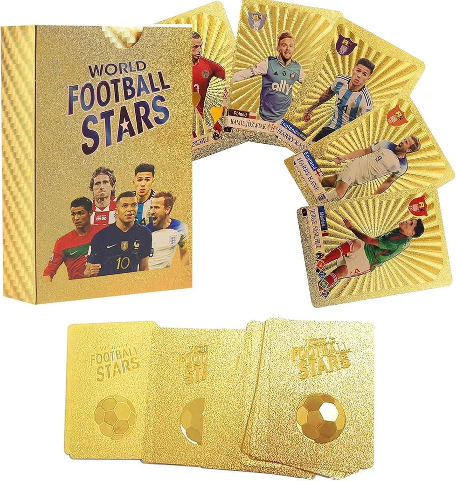 2025 55Pcs Football Star cards Limited Edition Player Card Fan Gift Pack Gold