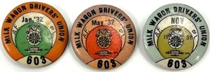 Set of 3 Teamsters 1932 Milk Wagon Drivers Union Pins Local 603 (#4) - Picture 1 of 2