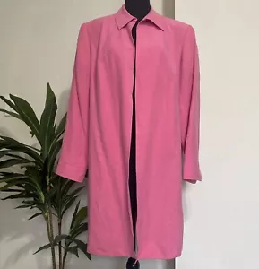 Liz Claiborne Woman Petite 14P Long Pink Silk Linen Jacket Open Front Lined * - Picture 1 of 16