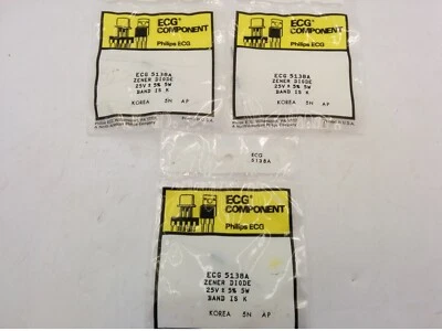 DIODO ZENER PHILLIPS ECG5138A, 25V 5W, (LOTE DE 3) NUEVO EN CAJA Foto 1 de 4
