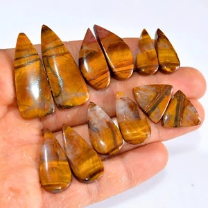 6 Pair 176 Cts Natural Tiger Eye Cabochon Gemstone Pair Lot 22x10-39x15mm #14768 - Picture 1 of 6