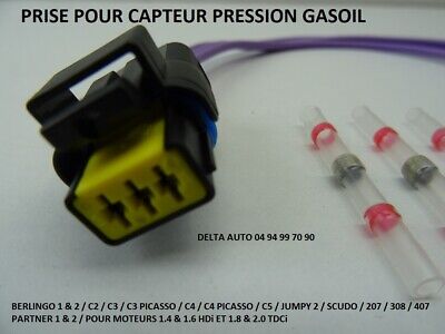 Kit De RÉparation Prise / Connecteur  Capteur Pression Gasoil 1.4 & 1.6 Hdi Neuf • 11.80€