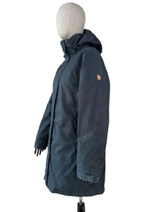 FJALLRAVEN G-1000 Waxed Una Jacket Parka Coat Hooded Navy Blue - Picture 1 of 17