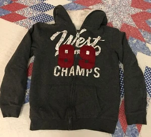 Lee Boys Size L  14/16 Sherpa Lined Hoodie Jacket 89 West Champs, Full Zip Gray - Picture 1 of 17